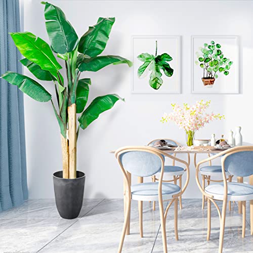 Solution4Patio Artificial Banana Tree, 5 Ft. Arbre Artificiel, 2 Stalk,Tropical Faux Plants Greenery Realistic For Living Room, Home, Restaurant, Cafe Or Office Corner Out/Indoor Decor #D418A00 #TOP1