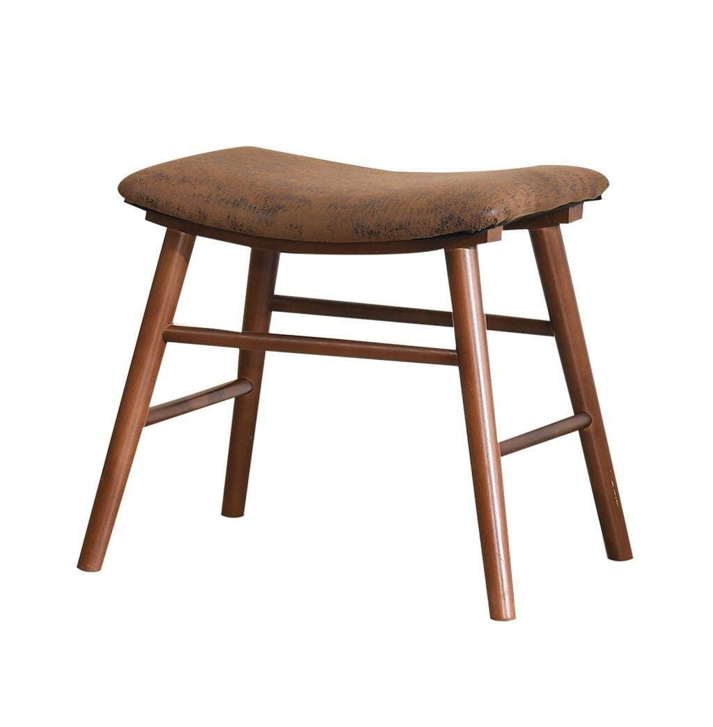Taburete de madera maciza marrón NMDCDH con asiento suave para descalzador de entrada