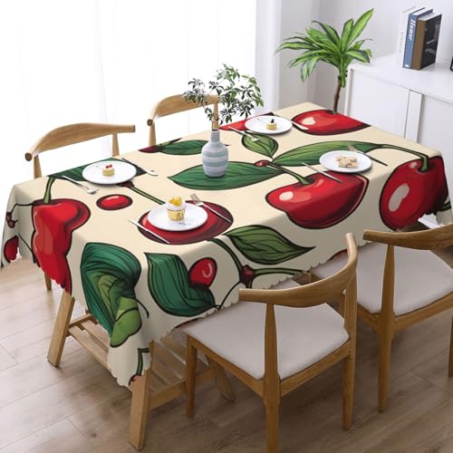 Nappe de table imperméable lavable 137x182 cm motif cerises rouge - 3