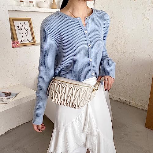 Bolsa de pecho blanca de diseño sofisticado con cadena cruzada para mujer 2