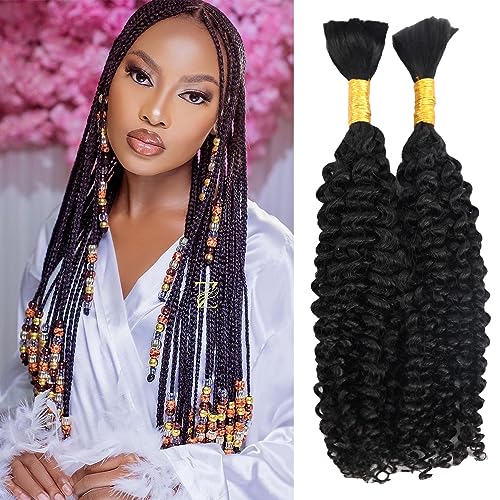 Bulk Human Hair For Braiding kinky curly 100% Unprocessed Brazilian Virgin Human Hair Extensions Micro Braiding Human Hair 100g with 2 bundles No Weft Natural Color 16 inch