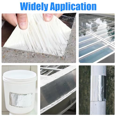 Butylband Wasserdicht 50mm x 10m,Wasserfestes Klebeband zum Abdichten,Starkes Abdichtungsband Selbstklebend,Butyl Dichtband für Dachleckage, Oberflächenriss, Fensterbankspalt, Rohrbruch (Silber)