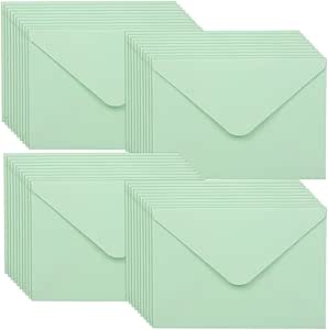 WYAN Pack of 40 Mini Envelopes 15.5 x 10.5 cm Light Green Classic Flip ...