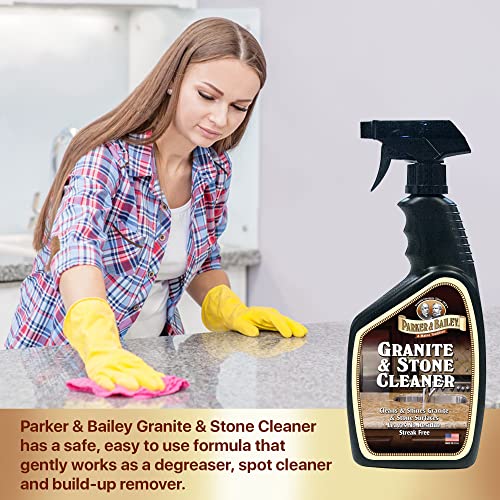Parker & Bailey Granite & Stone Cleaner - Granite Countertop Cleaner Kitchen Island Cleaning Spray Marble Cleaner Tile Cleaner Slate Quartz Daily Granite Cleaner Bathroom Counter Cleaner -White, 24 Oz #TOP5