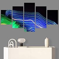 SIGNWIN 5 Panel Canvas Wall Art Modern Art Abstract Closeup Geometric Lights Mixed Media Modern Multicolor for Home Decorations Ready to Hang - 60