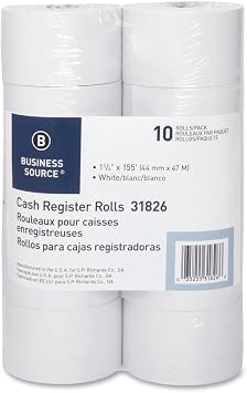 Business Source Paper Rolls, Single Ply, Bond, 44mmX155, 10/ Pack, White 31826