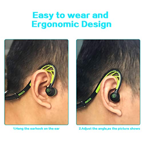 Mucro Sports Earbuds Wired Running Headphones With Microphone, Neckband In-Ear Stereo Workout Earphones Designed For Jogging Gym Headsets,Green #TOP4