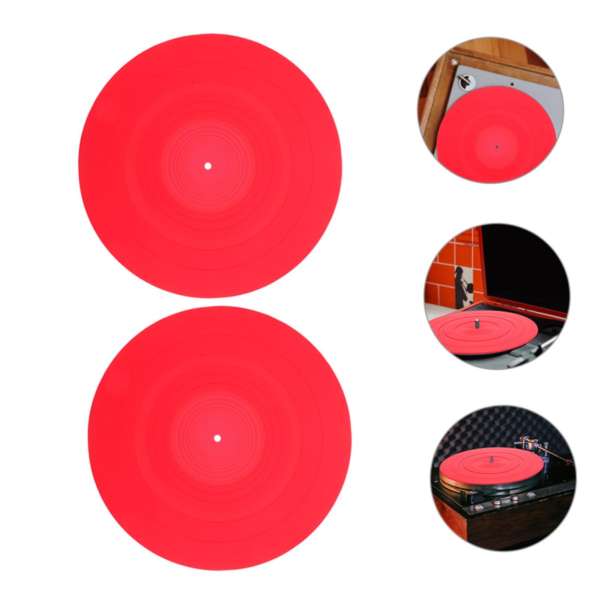 Didiseaon Tappetino Antistatico per Giradischi in Silicone Resistente e Flessibile, Protezione Vinile per Dj e Appassionati di Musica, Set 2 Pezzi