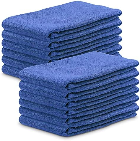 Cotton Towels for Cleaning Huck Towels 12 Pcs Perfect Blue Kitchen Cleaning Towels Car Wash Towels Cleaning Clothes Reusable Washable Bar Towels Cleaning Cloths for House - Super Absorbent Towels Reluen
