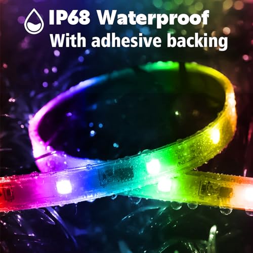 Image of AILBTON 400ft Outdoor LED Strip Lights Waterproof with self-Adhesive Back,IP68 Outside Strips Bluetooth App Remote,Music Sync RGB Exterior Rope Lights,for Balcony,Deck,Roof,Pool