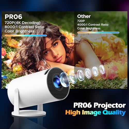 Image of Mini Projector with WiFi and Bluetooth, 4K Projector, 270 Rotatable Portable Projector for Bedroom, 130'' Display Smart Projector Home Theater Compatible with iPhone /TV Stick /HDMI /USB /Laptop