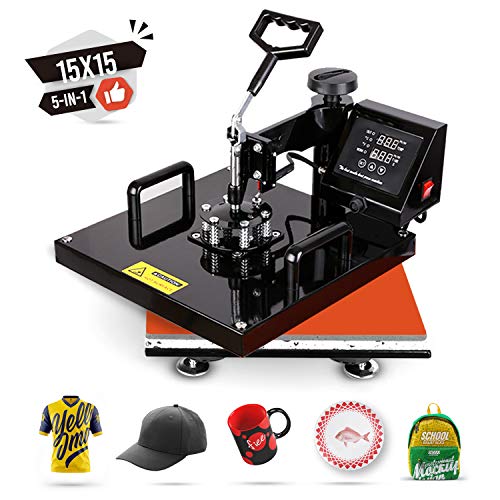 15"x15" TUSY Heat Press Machine Pro 5 in 1 Heat Transfer Press Machine