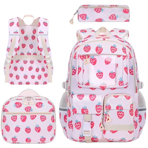 Mochila escolar para niña con tira reflectante de seguridad y tejido impermeable