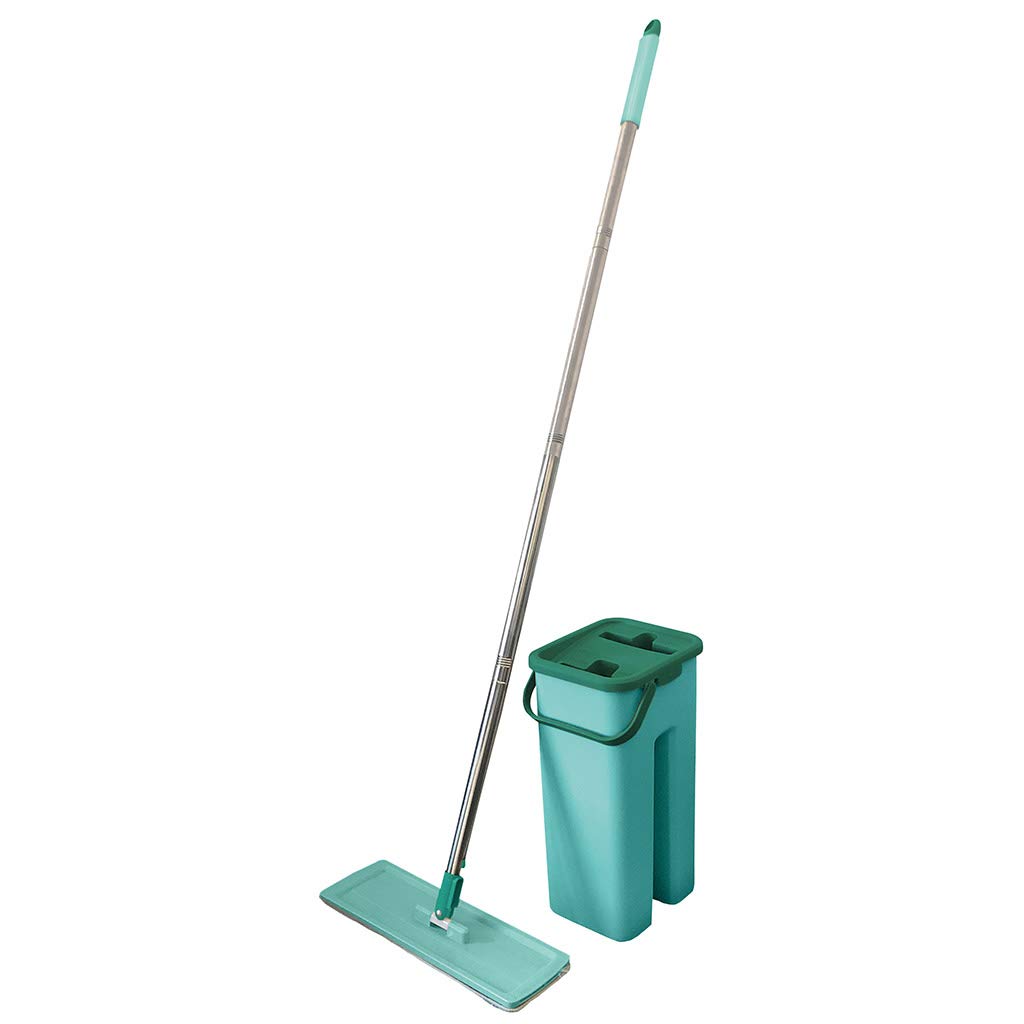 Mocio lavapavimenti Smart Mop| Mocio compatto per pulizia casa con secchio lavapavimenti | Mop lavapavimenti con mocio microfibra | Spazzolone con secchio (Verde)