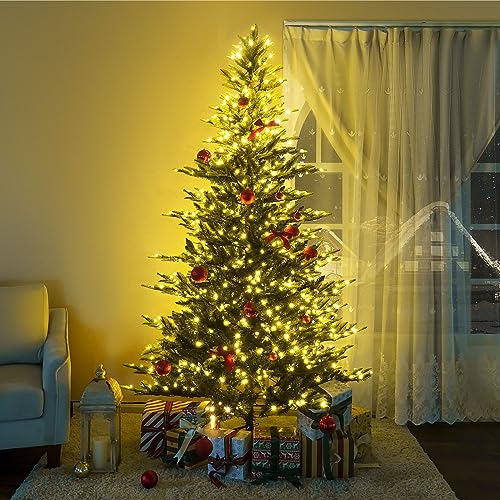 Naomi Home Lujan 9ft Prelit Aritificial Christmas Tree with 2106 Branch Tips, 1100 Warm Lights and Metal Stand, 61
