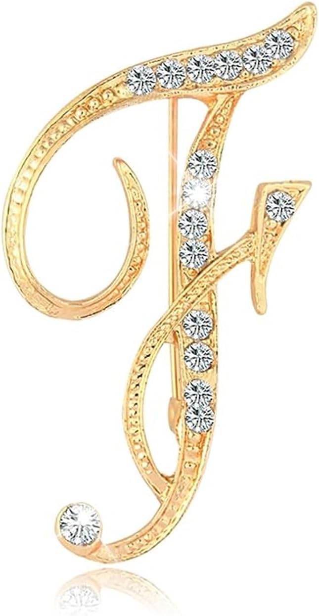 Gold Rhinestone Letter Brooch Initial Pin Crystal Alphabet Jewelry Personalized Monogram Sparkly Custom Letter Pin