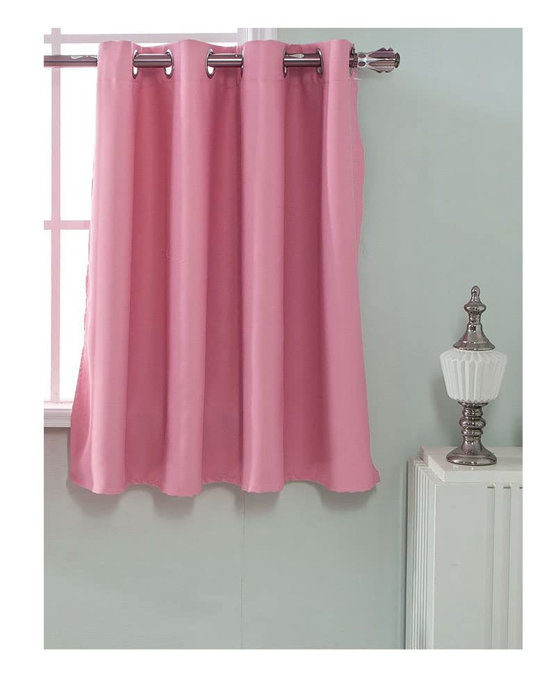 YAOTT Blackout Roman Blinds Eyelet Ring Top Plain Curtain Kitchen Window Valance Cafe Thermal Insulated Blackout Curtain Short for Bedroom Living Room Decorative Pink