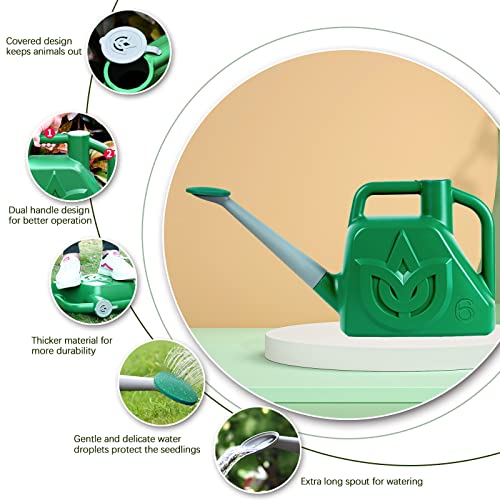 Xxxflower Watering Can Outdoor Plant Lightweight Deluxe 1.5 Gallon Plastic 6 L Resin Water Cans With Detachable Sprinkler Head Green Watering Pot For Office House Indoor Garden #TOP2