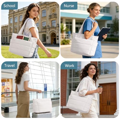 Puffer Tote Bag Lightweight Recycled Fabric