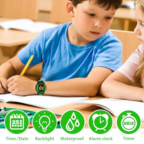 Image of Kids Watch,Boys Watch for 3-15 Year Old Boys,Digital Sport Outdoor Multifunctional Chronograph LED 50 M Waterproof Alarm Calendar Analog Watch for Children with Silicone Band,Kids Gift