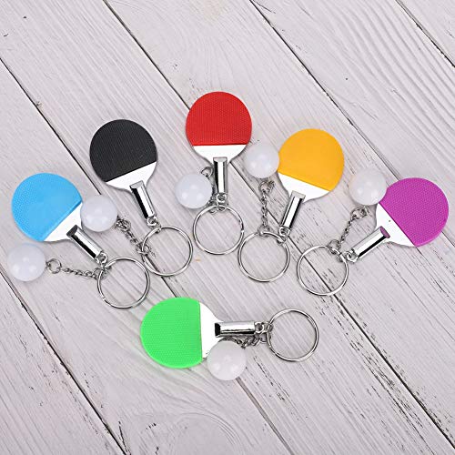 6Pcs Keychain Mini Table Tennis Racket Keyring Portable Creative Pingpong