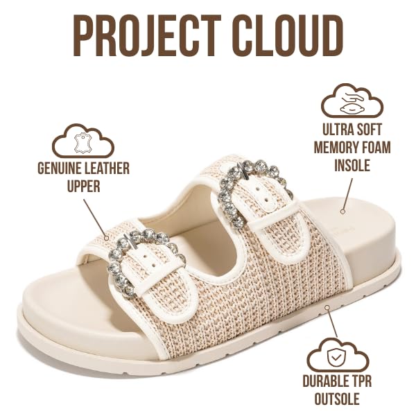 Project Cloud Platform Summer Sandals for Women 2025 - Comfortable and Adjustable Straps Summer Slides with Memory Foam Insole - Non-Slip Casual Womens Sandals