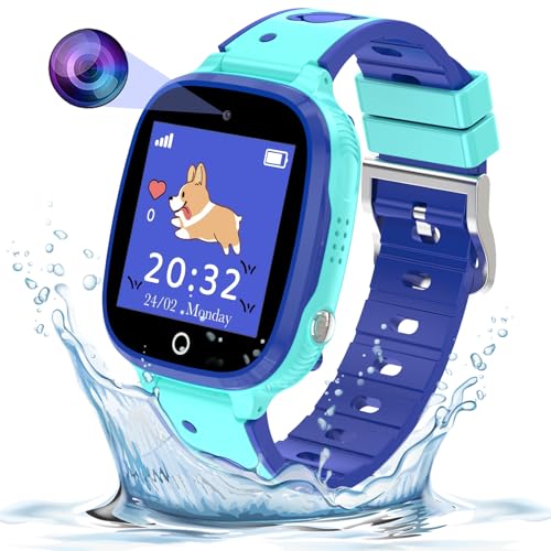 Vitamínicos, VKUJDT 2G Reloj Inteligente para niños,Smartwatch niños con Posicionamiento LBS y GPS,Smartwatch con Llamadas bidireccionales y SOS,IP67,...