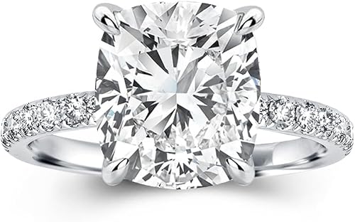 3 Carat S925 Silver Cushion Cut Engagement Ring for Women,3CT Cushion,9