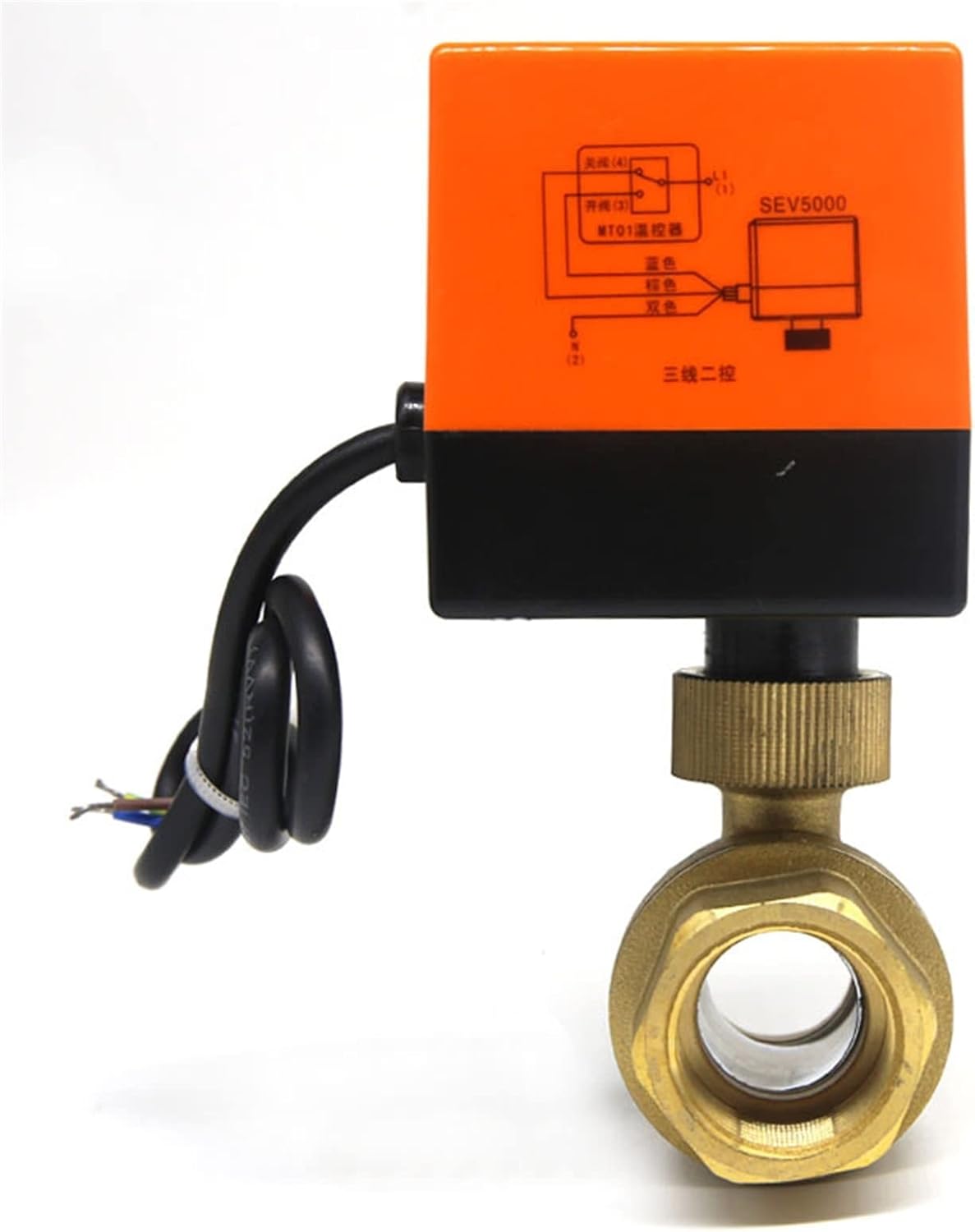 DN15/DN20/DN25 Electric Motorized Brass Ball Valve AC 220V 2 Way 3 Wire with Actuator 1Pcs (Color : 220V, Size : 2way DN40)