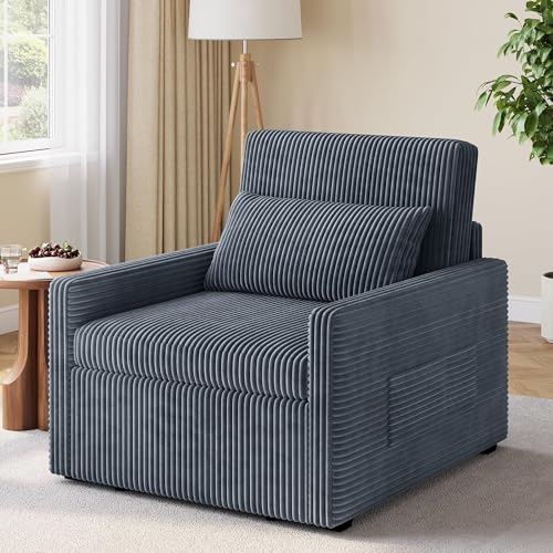 Catálogo de Sofa Cama Individual Coppel de esta semana. 44 Sofá cama 3 en 1 de pana 191cm,con reposabrazos, bolsillos laterales y respaldo Silla decorativa para sillas de sala de estar, silla de lectura para dormitorio, Sofá individual...