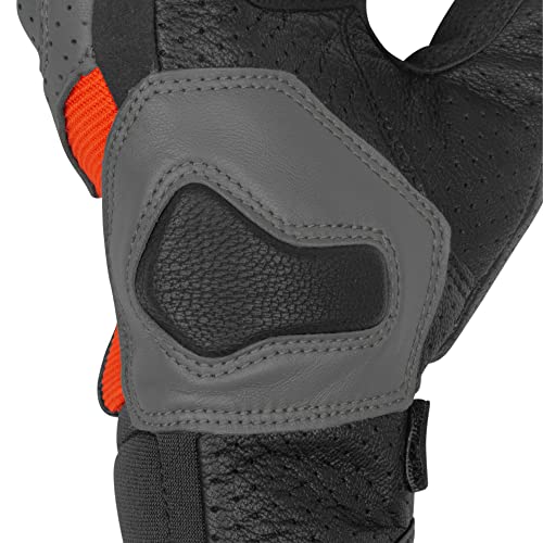 Image of Rynox Air GT Gloves - CE Certified Cuff Length Motorcycle Riding Leather Gloves | Impact Protection |Abrasion Resistance - Grey Orange, 2XL