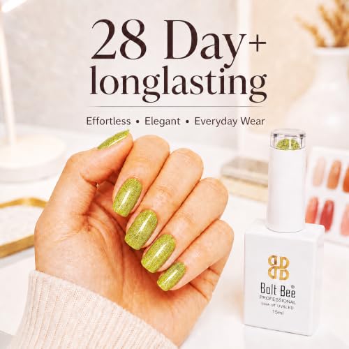 Image of BOLT BEE 15ML Gel Nail Polish 1Pc Clear Pink Glitter Nail Polish Soak Off UV LED Nail Gel Polish Nail Art Starter Manicure Salon DIY at Home, 0.5 OZ (1) (72)