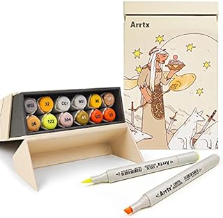 12 Colours Alcohol Markers Set, Arrtx OROS Dual Tip (Brush & Chisel) Sketch Art Markers for Adults, Kids, Artist, Durable Alcohol-based Ink Permanent Marker Pens for Painting, Illustration, Design.