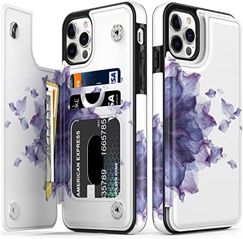 LETO iPhone 14 Pro Max Case,Luxury Flip Folio Leather Wallet Case Cover with Fashion Designs for Girls Women,Card Slots Protective Phone Case for iPhone 14 Pro Max 6.7" Blooming Purple Flower