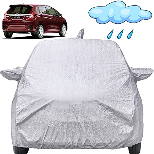 Image of Jazz Waterproof Car Cover with Mirror & Antenna Pockets, Shinning Silver Design, Non Woven Fabric,Triple Stitched, Compatible with Honda Jazz Car Cover (2015 to 2024), Jazz Car Accessories