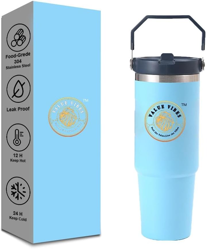 30 oz Stainless Steel Travel Tumbler with Handle – Vacuum Insulated Double-Wall Mug – Spill-Resistant Lid, for Hot or Cold Drinks - Image 8