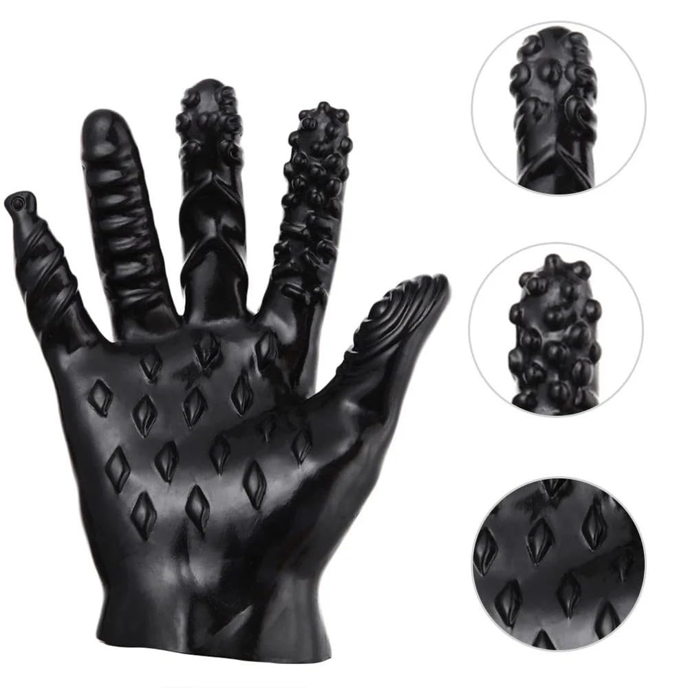 Guanti del sesso Masturbazione Dito erotico Per Coppie adulte Prodotti del sesso Guanti del negozio di giocattoli Guanti del sesso (Nero-A)
