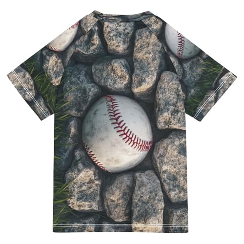 Boys Short Sleeve T-Shirts Wall Hit Baseball Rashguard Kids Swim Shirts Sun UPF 50+ Multicoloured2