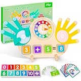 Acsatont Montessori Spielzeug, Lernspiel ab 3 4 5 Jahre, Fingerzählmathe Holzspielzeug Pädagogisch Wertvoll, Kinderspielzeug Lernspiele Geschenk Mädchen & Jungen 5 Jahre Geburtstag (Uhr)