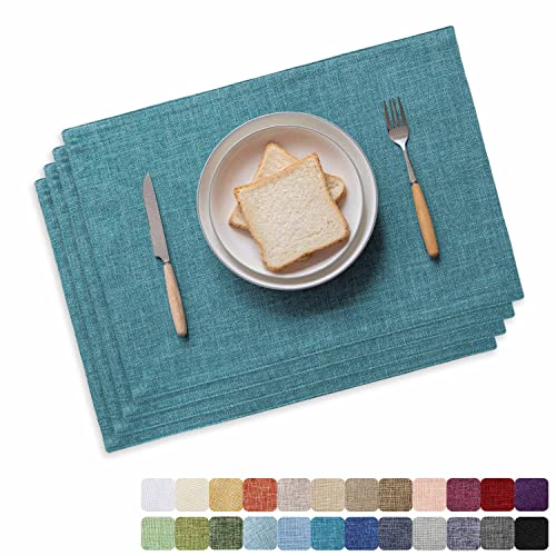 image for Home Brilliant Teal Placemats Set of 4 Heat Resistant Dining Table Pla