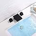 BULUXE Waterfall Bathroom Faucet in Matte Black 3-Hole with Double Square Handles Widespread Black Bathroom Sink Faucet Solid Brass