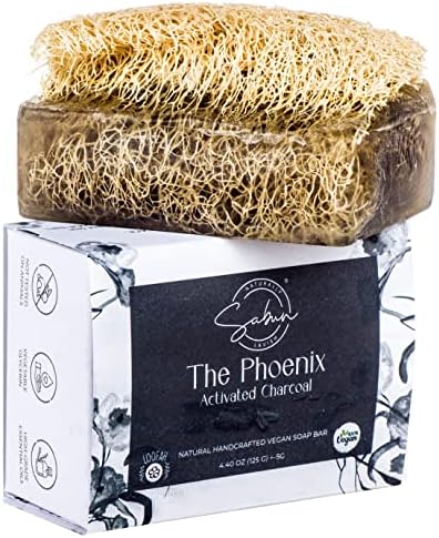 SABUN CO. Activated Charcoal - Natural Exfoliating Loofah Soap Bar - Handmade, Moisturizing Soap with Loofah Inside | Face & Body Scrub Bar [4.40 oz - 125 gr]