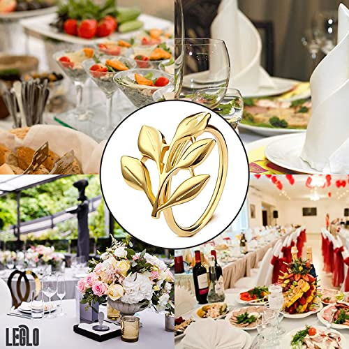20Pcs Gold Leaf Napkin Rings - Elegant Gold Napkin Ring for Table Napkins - Holiday Napkin Rings Thanksgiving Theme - Gold Fall Napkin Rings for Birthday, Wedding Valentines Gold Napkin Ring Holders - Thumbnail 7