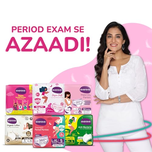 Image of Evereve Super Soft Period Panty For Girls & Women, (L-XL), 10 Pcs, 360 Degree Overnight Coverage, Ultra-Soft Top Layer, High Absorbency For Heavy Flow, Maternity Postpartum Disposable Panty