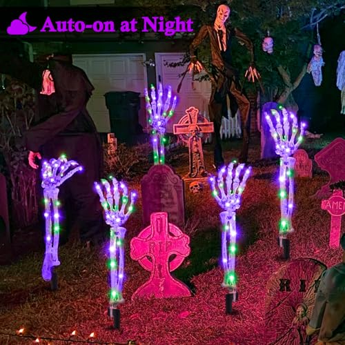 5-Pack Halloween Decorations Outdoor, Solar Lighted Skeleton Arm Stakes — view 5