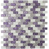 TPRNG-01 Small Brick Pearl Look Purple Glass Mosaic Tile Backsplash (1 Sheet)