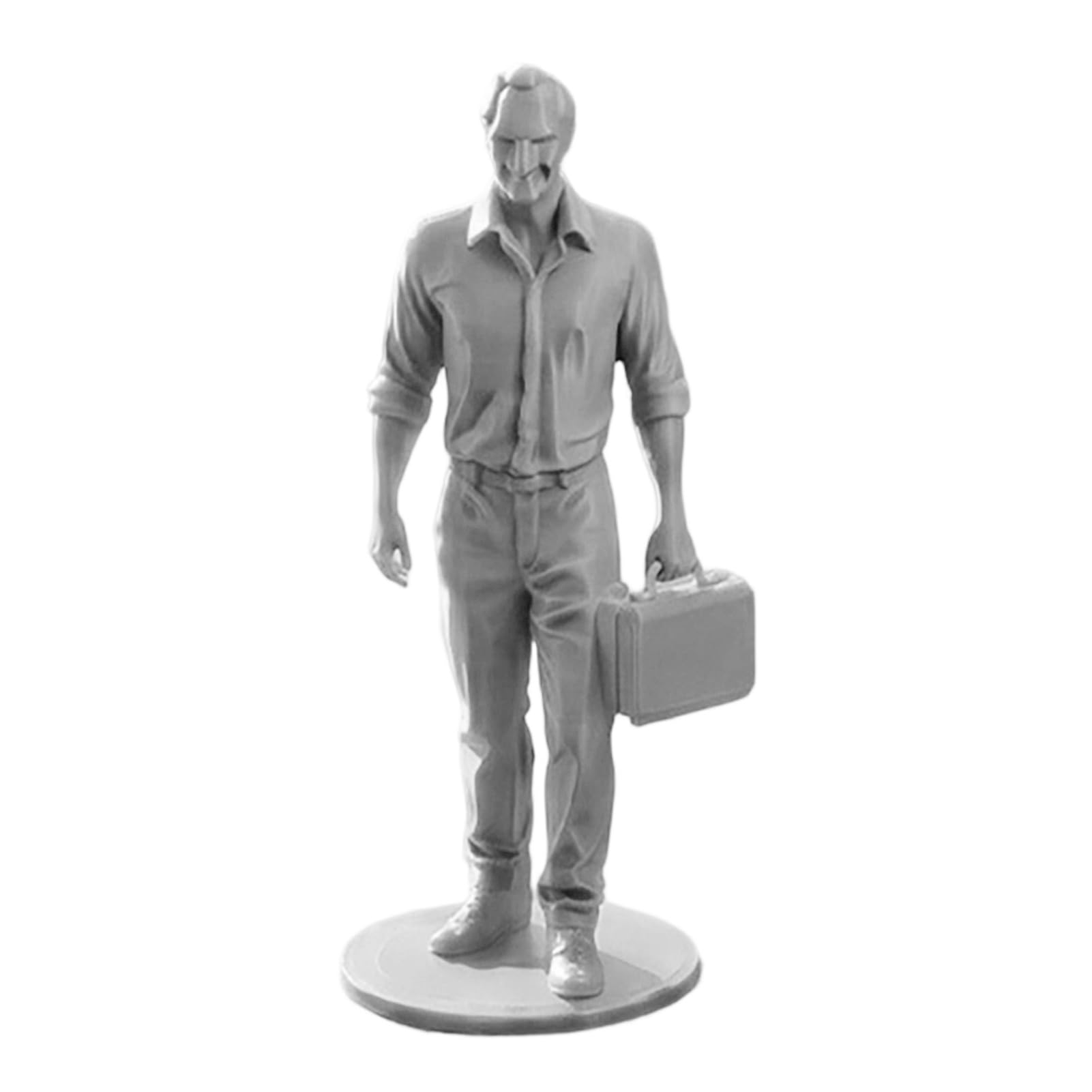 anwhriet Businessman Statue for Desk, 3D Printed Office Decor for Men, Professional Executive Figurine with Briefcase, 13cm Tall Realistic Desktop Ornament, PLA Grey