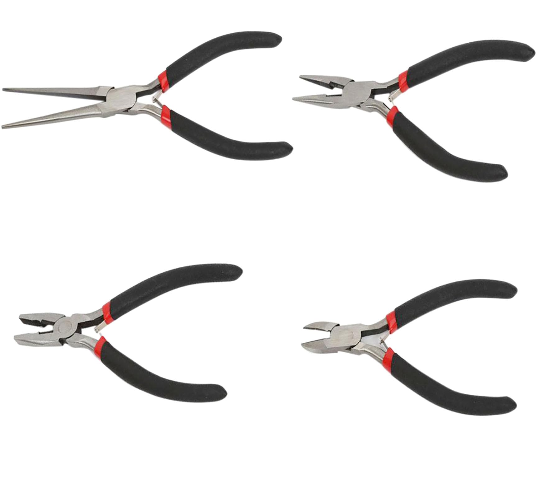 4 Pcs Pliers, Needle Nouth, Slanted Mouth, Steel Wire, Needle Tip Carbon Steel for Household Repair Tools (4)