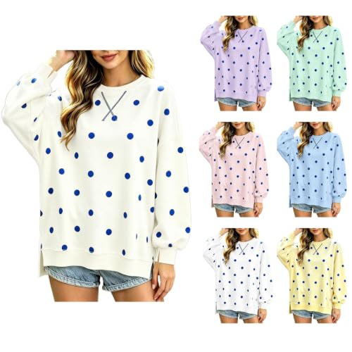 ZMIMAO Polka Dot Sweatshirt Womens Oversized Crewneck Sweatshirts Fall Tops - image 1