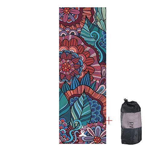 Morbuy Toalla de Yoga Antideslizante - Esterilla Plegable para Viajes, Secado Rápido, Microfibra (63 * 185CM, Rojo Profundo)